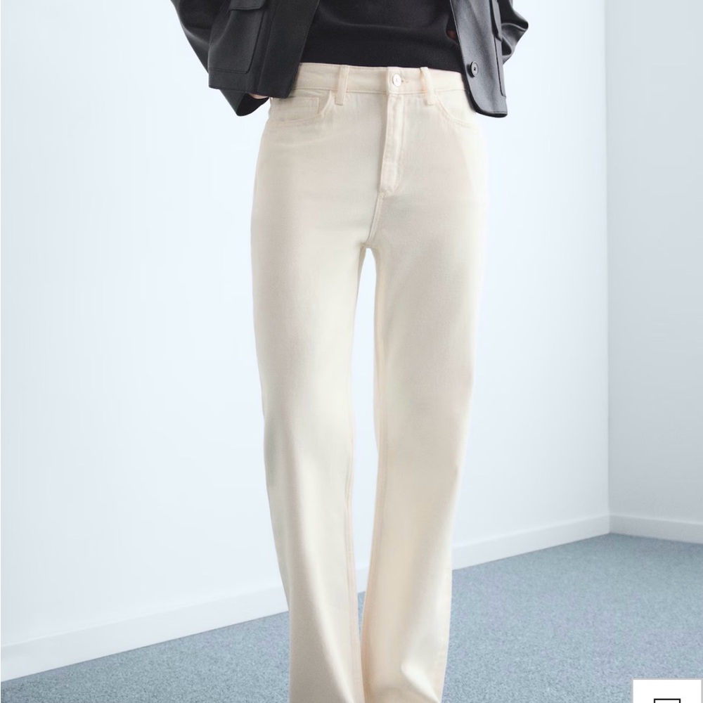 Mango Matilda Cream Straight Leg Jeans